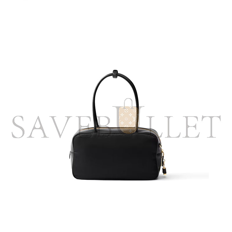 PRADA RE-NYLON AND LEATHER MEDIUM TOP-HANDLE BAG WITH PADLOCK 1BB132 (30*17.5*10cm)